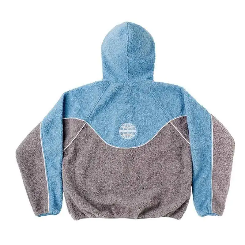 

Trendy Streetwear Sle Hooded Lamb Fur Overhead Jaet Color Blo Design for Men And Women ort Length Casual Coat