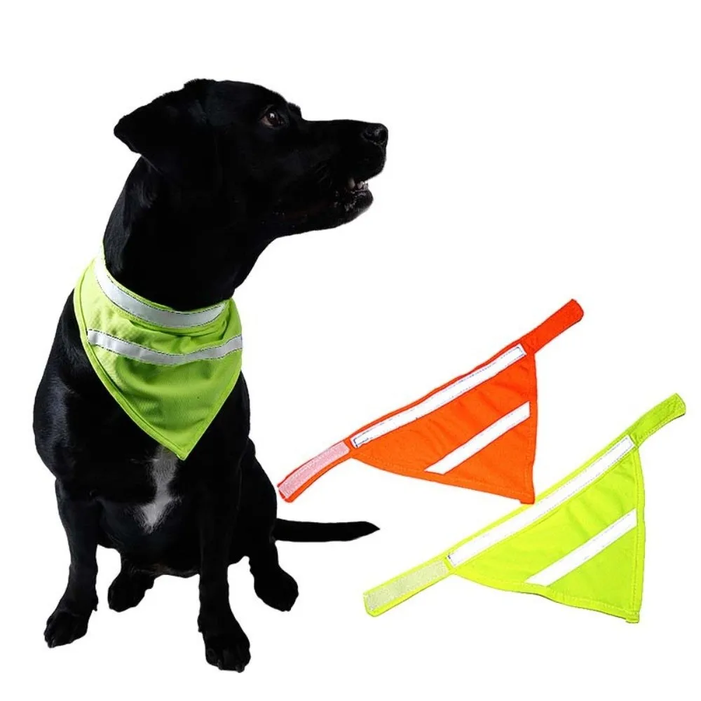 Drool Towel Dog Safety Scarf Reflective Triangle Puppy Visibility Bib Bright Orange/Yellow Breathable Pet Fluorescent Clothes