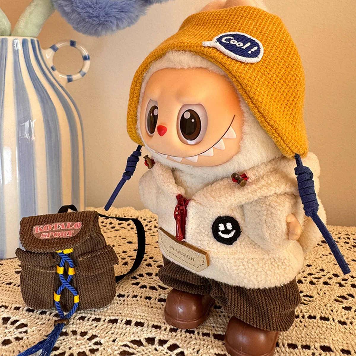 【服のみ】ぬいぐるみ服 17cm ラブブ用 ランタンパンツ ハイキングセット アウトドアスポーツセット 人形服 アクセサリー ギフト