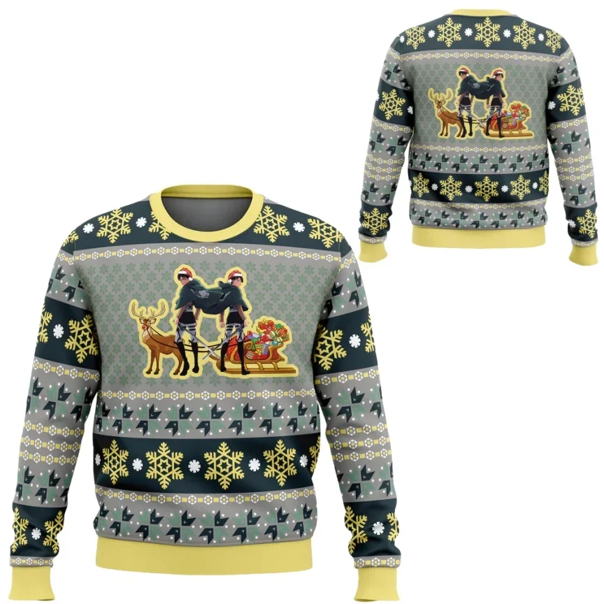 Autumn and Winter Bandai Anime Character Collection Christmas Ugly Dress Street Adult Round Neck Hoodie Popular Clothing