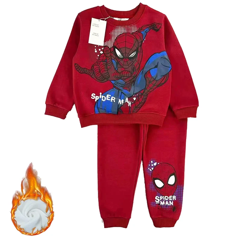 Kids Spiderman Toddler Set Fall Boys Thickened Clothes Spring Street Style Kids Sweatshirt Party Long Sleeve Two Piece Sets