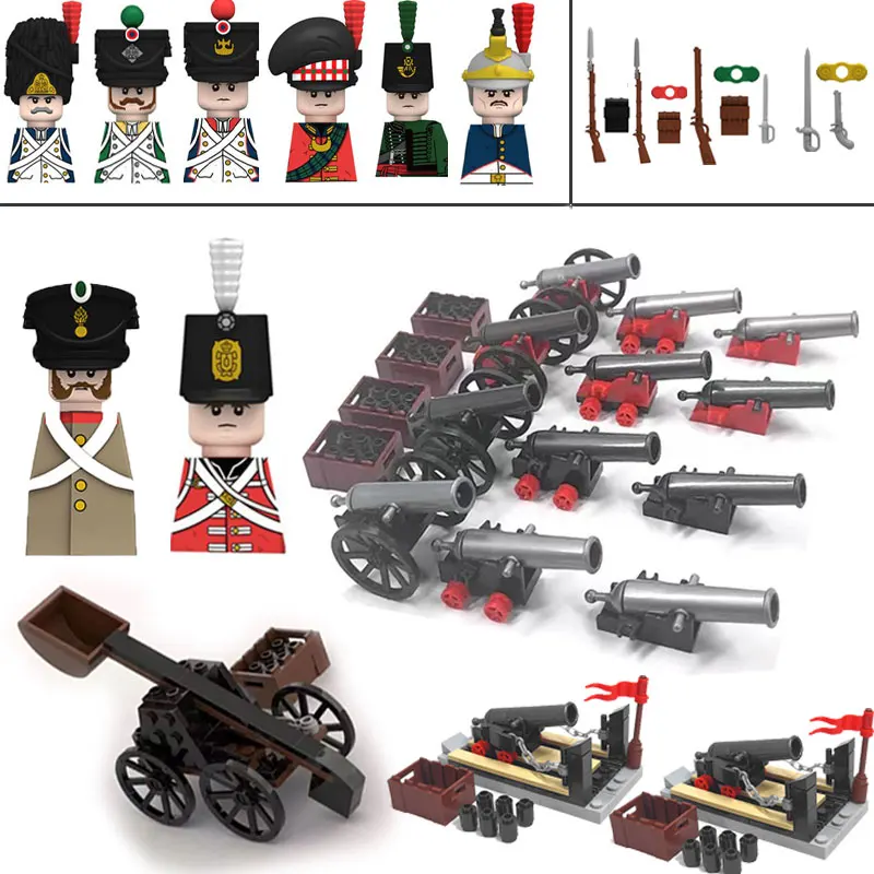 MOC Military Medieval Weapon Cannon Building Blocks Parts Figures Stone Thrower Soldiers Parts Army Accessories Model Kids Toys