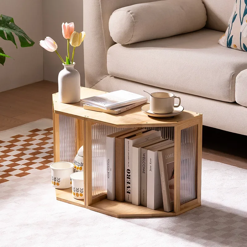 

Rattan Changhong glass coffee table living room household small household about modern black retro wabi sabi combination side