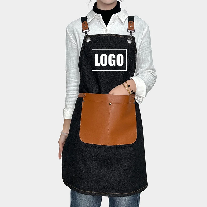 

Custom Embroidery Printing Logo Men Women Kitchen Chef Baking Pockets Adult Restaurant Manicurist Nails Waiter Waterproof Apron