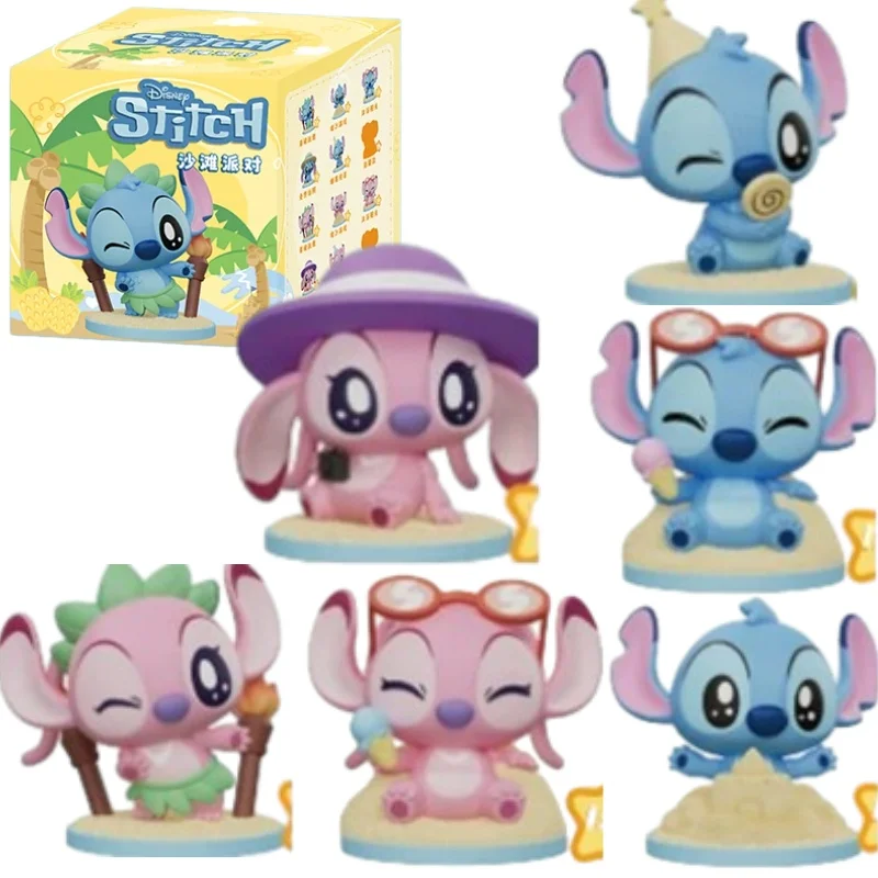 

Stitch and Angel set Beach Adventure Series Disney Surprise Blind Box Collection Gift Mini Children's Toys Hidden Figure Doll
