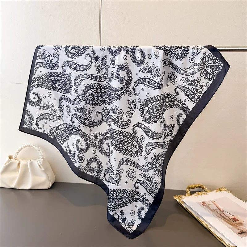 

70x70cm Satin Silk Scarf Satin Print Handbag Decoration Mother Gift Summer Sun Protection Neckerchief Bandana Hair Wrap Hijab