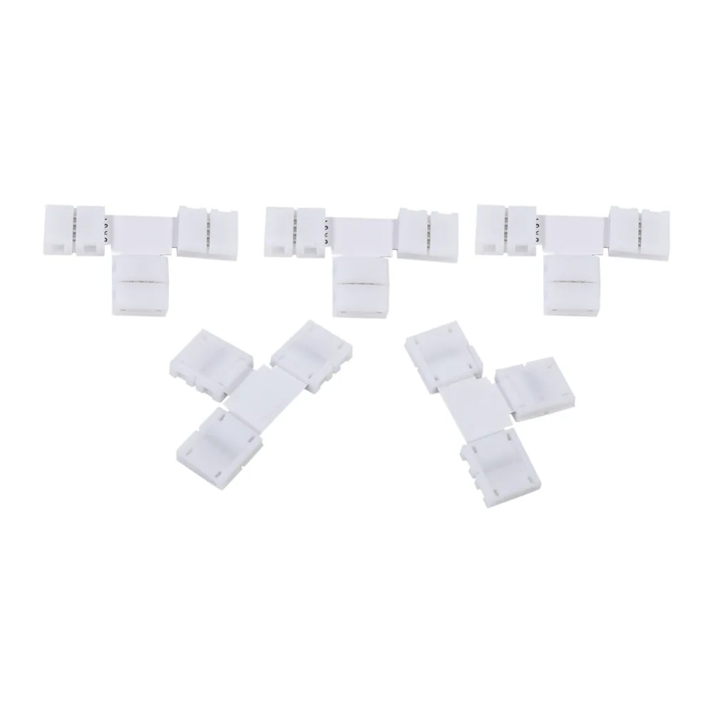 5 Pack 4 Pin LED Strip Connector Solderless ABS Material RGB LED Strip Connector T Shape X Shape LED Connector Cabinet Lighting