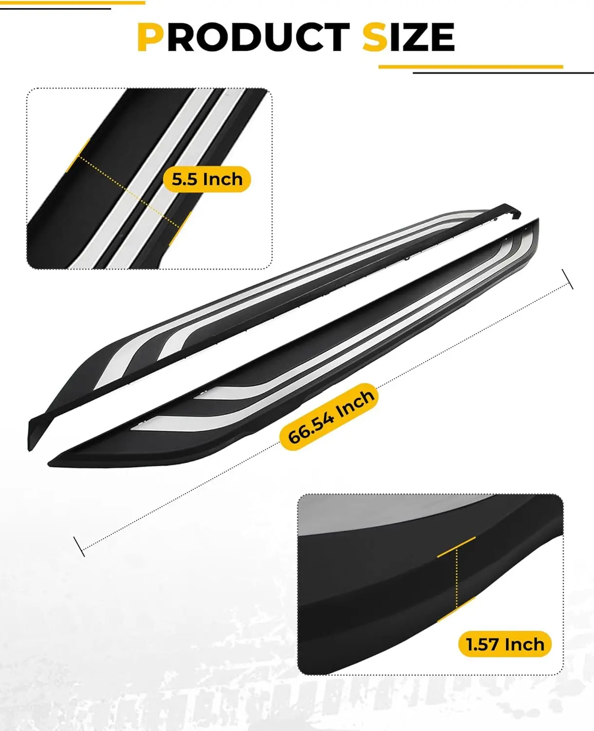 2PCS Black+Silver Fixed Running Board Fits for Toyota RAV4 2019 2020 2021 2022 2023 2024 2025 Side Step