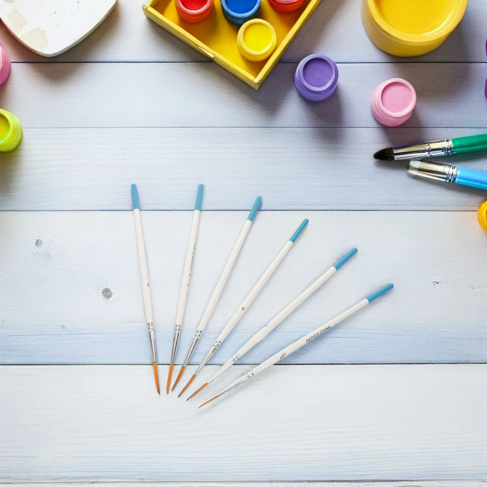 

6Pcs Miniature Paint Brushes Nylon Hair Fine Liner Pointed Tip for Fine Detail Small Brush Set Watercolor Oil Painting Craft