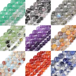 4/6mm Faceted Round Coin Stone Bead Accessories Flat Small Quality Crystal Gem Quartz Amazonite Lapis Bead Charm For DIY Jewelry