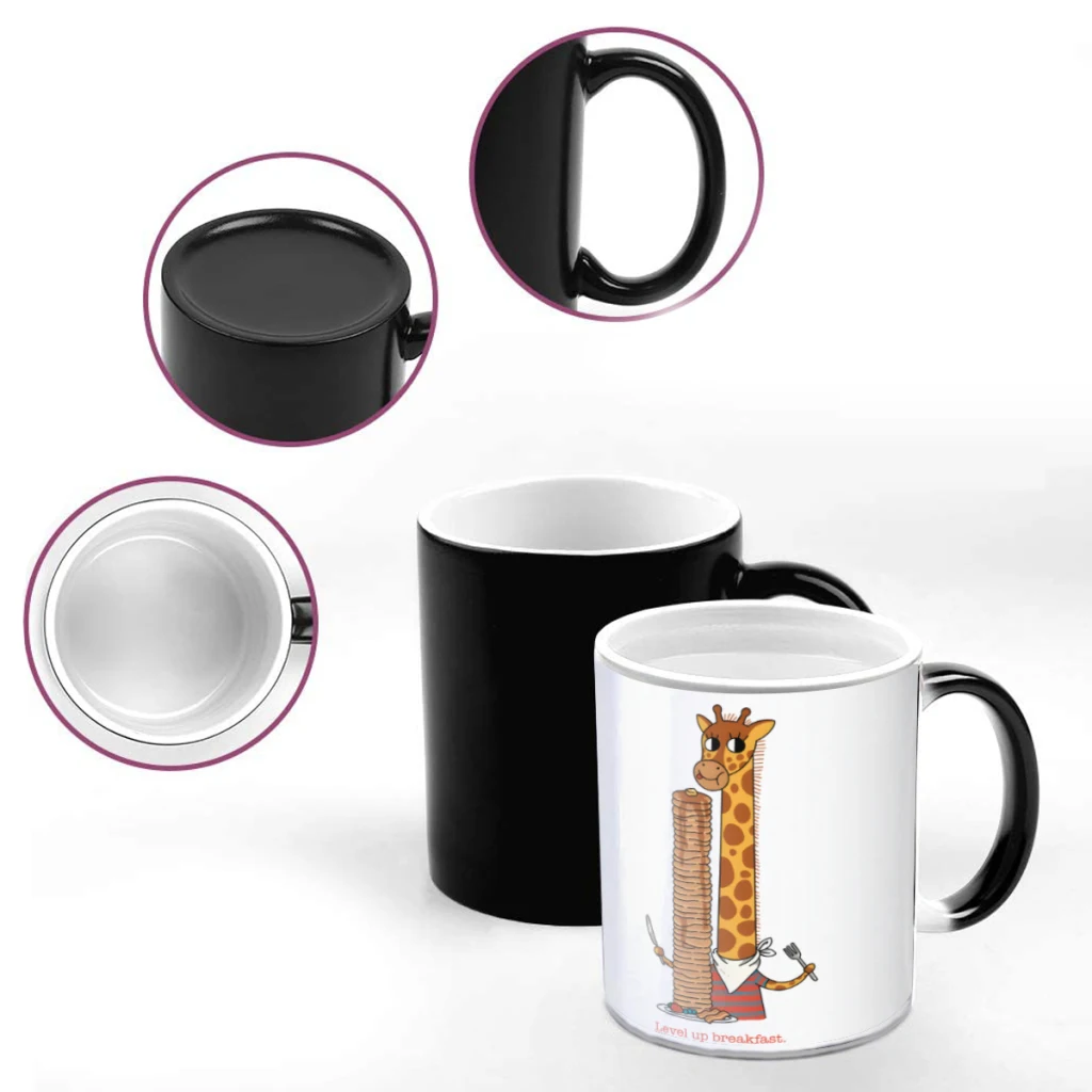 Level Up Breakfast Creativity Change Color Chang mug Ceramic mug Hot Coffee Cup Breakfast Cup Mug Friend Gift