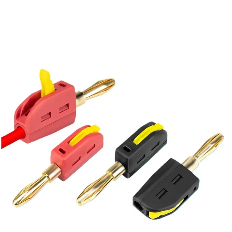 32A 4mm Banana Plug No Solder Quick Connect High Current 4mm Gold-Plated Banana Plug with Quick Connect No Welding Plug