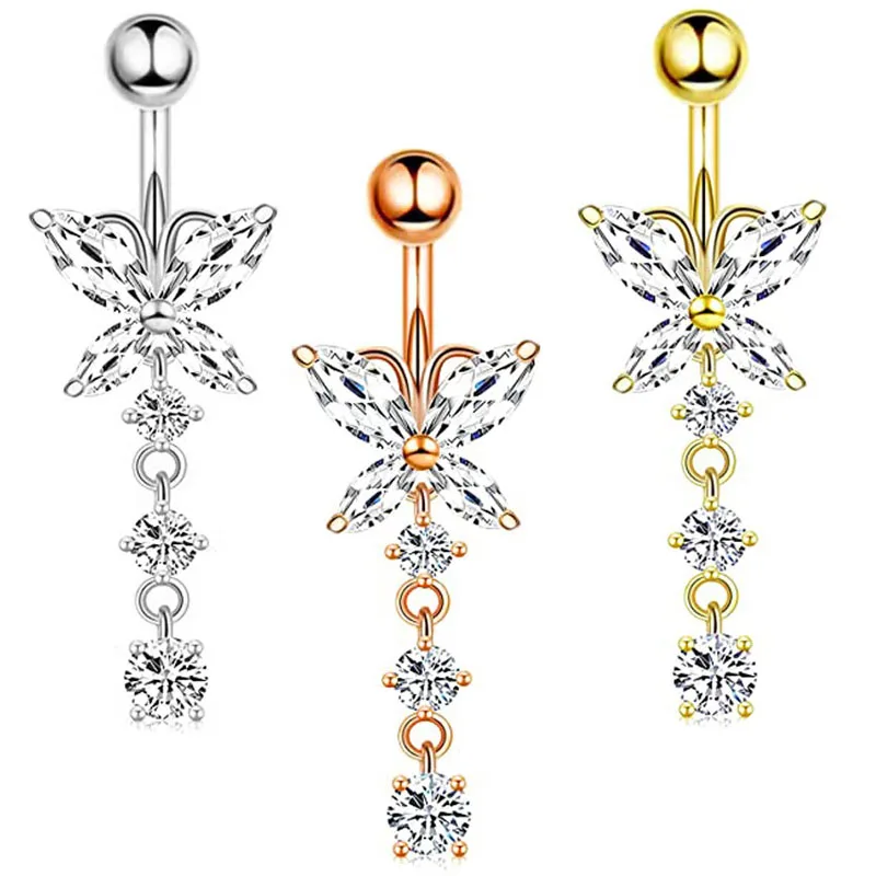 

body piercings jewelry wholesales belly button dangle navel jewelry mix 3 colors cz women navel belly bar body jewelry