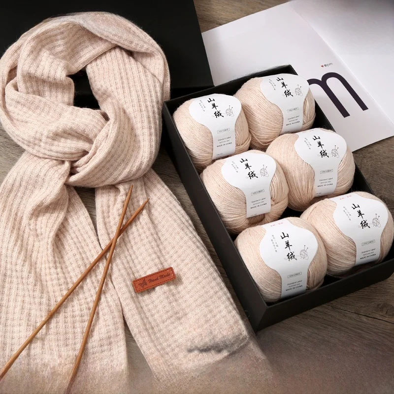

Pure Cashmere Yarn Ball for Hand Knitting Scarf DIY Materials Kit for Men Women Friends Self Weaving Neck Warmer