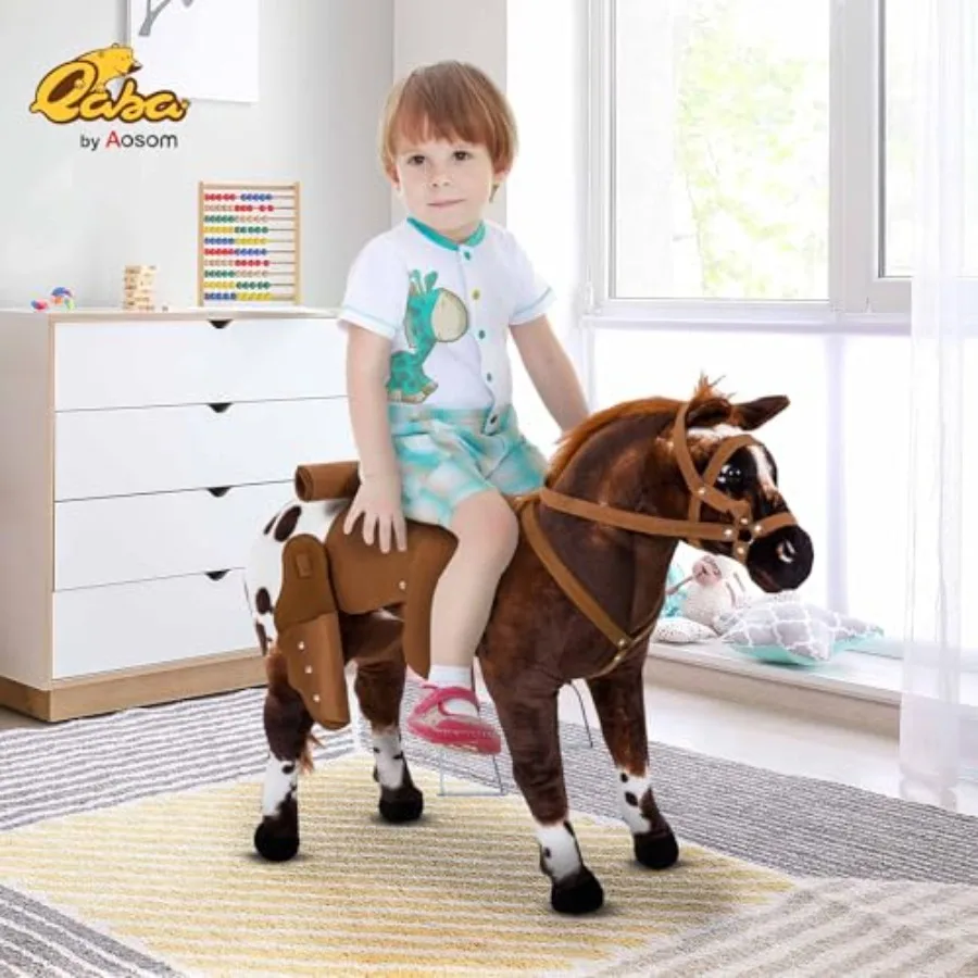 Sound-Making Ride On Horse for Toddlers 3-5, with Neighing and Galloping Sound, Stuffed Animal Horse Toy for with Padding, Soft