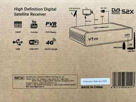 Original GTMEDIA V7S5X HD H.265 DVB-S/S2/S2X Satellite Receiver Full 1080P DVB-S2 HD set top box PK GTMEDIA V7S HD V7 S5X V7S2X