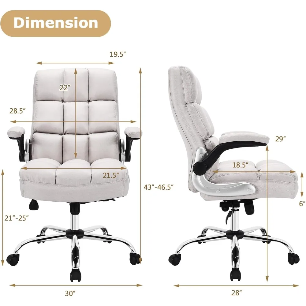 Silla de oficina ergonómica, silla de escritorio ejecutiva grande y alta con respaldo alto para ordenador, cómoda silla tapizada para oficina en casa