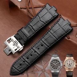 Genuine Leather  Watch Strap for Vacheron Constantin P47040 P47450 Waterproof Sweat-Proof Men Women Silicone Watchband 25mm