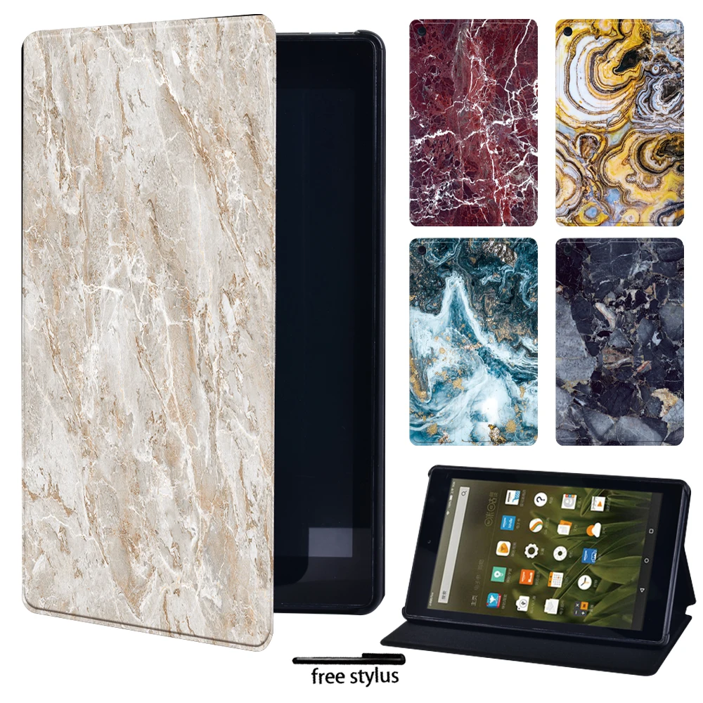 Tablet Cover Case for Fire 7 5th/7th/9th/HD 8 /Fire HD 10 (5th/7th 9th/Gen) Marble Leather Stand Protective Case