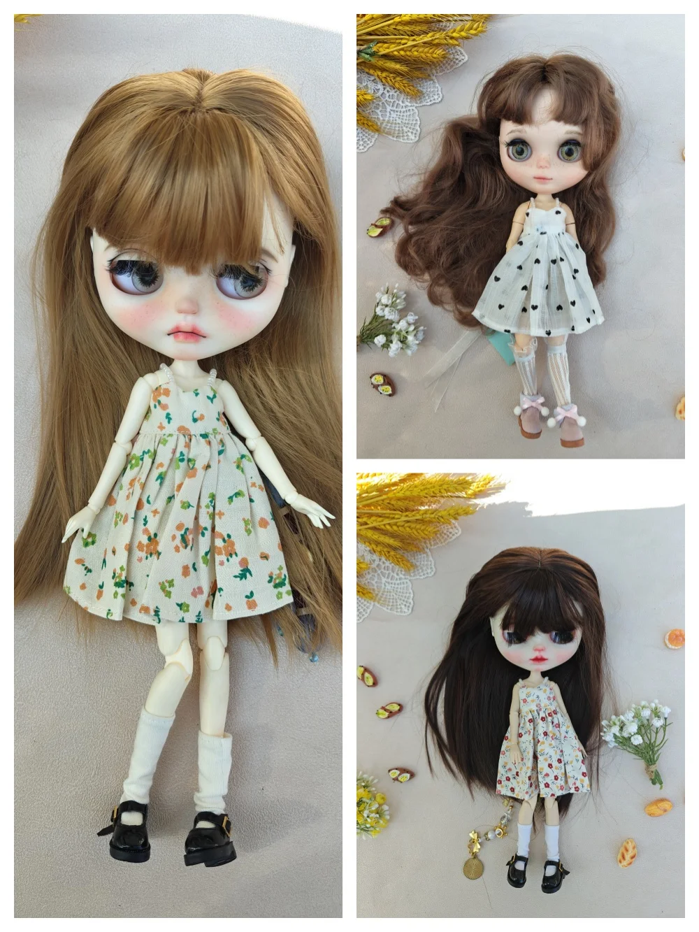 

Blythe Doll Clothes blythe clothing Handmade Multi color floral suspender dress OB22 OB24 AZONE Doll Clothes Accessories