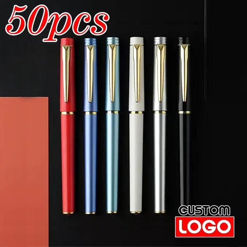 50pcs Advertising Pen Custom Logo High-end Business Signature Pen Gel Pen Gift Promotion Lettering Engraved Name Wholesale