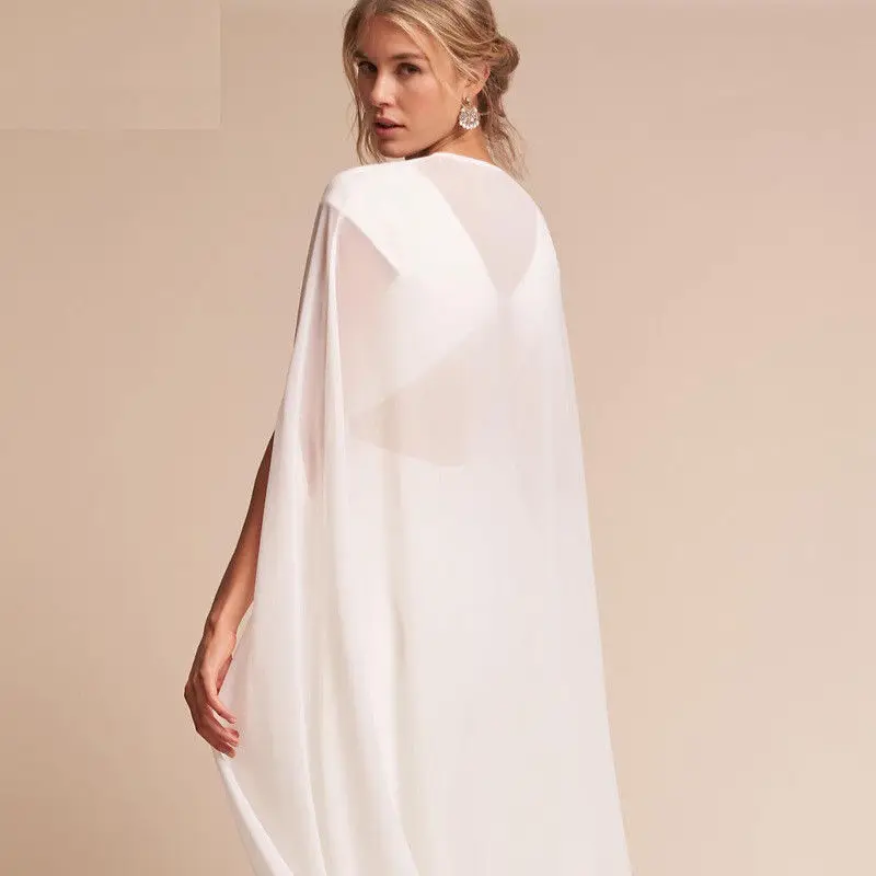 White Chiffon Wedding Cloak Bridal Wrap 2024 Bolero Women Party Mariage Jacket cape Evening Shawl Cover Top