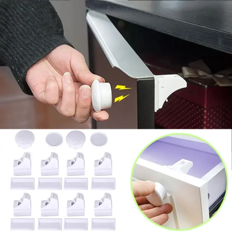 4/12pcs Magnetic Child Lock Children Protection Baby Safety Lock Drawer Latch Cabinet Door Lock Limiter Children Security Locks