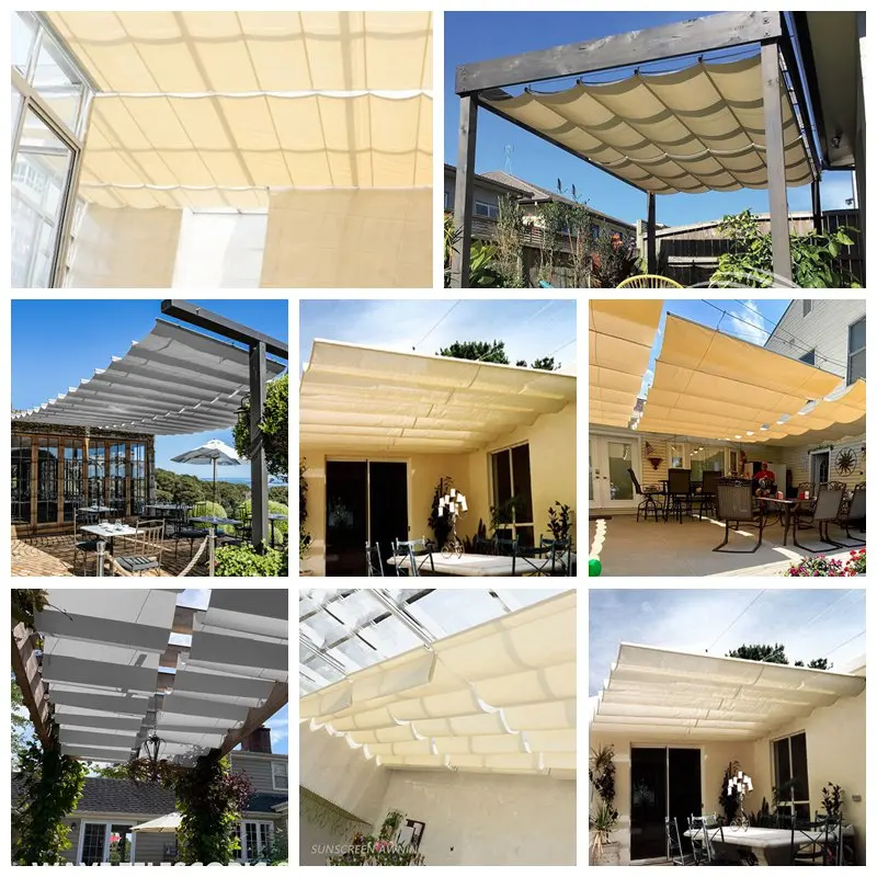 Outdoor Telescopic Rainproof Awning Patio Pergola Sun Canopy Terrace Sun Shelter Retractable Swimming Pool Wave Sunshade Sail