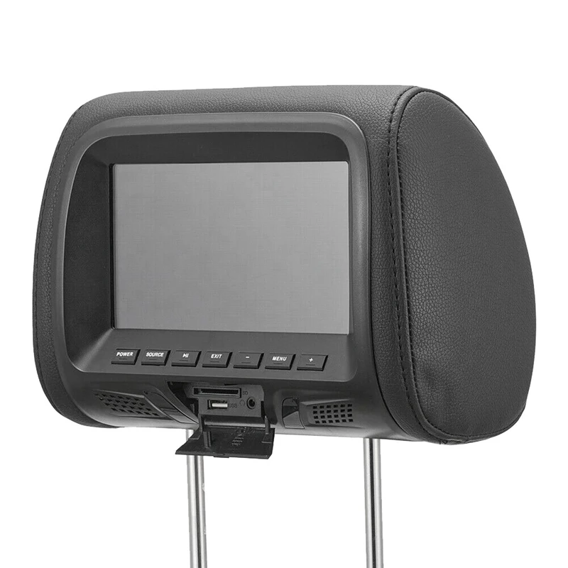 Universal 7Inches Car Headrest Monitor Screen Rear Seat Entertainment Multi-Media Player For AV USB SD MP4 MP5 FM Black