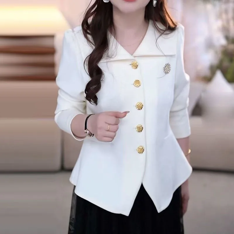 

French Solid Color Navy Collar High-end Long-sleeved Shirt Women's High-end Temperament Top Women's Autumn New Style