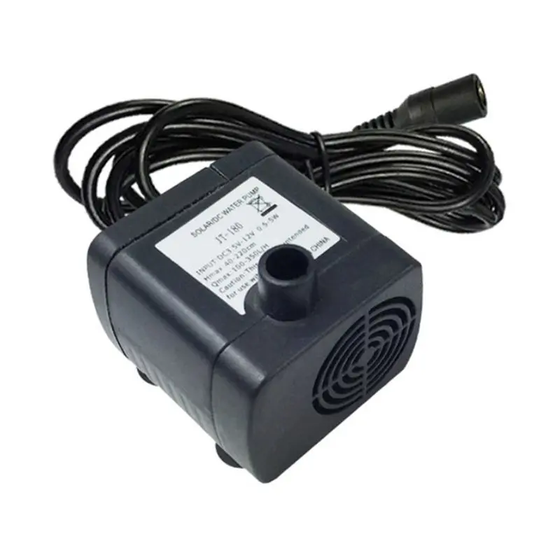 Bomba Sumergible JT-180 para Fuentes Solares y Peceras, Mini Bomba de CC sin Escobillas de 12V, Bomba de Circulación de Agua Silenciosa de 350L/H