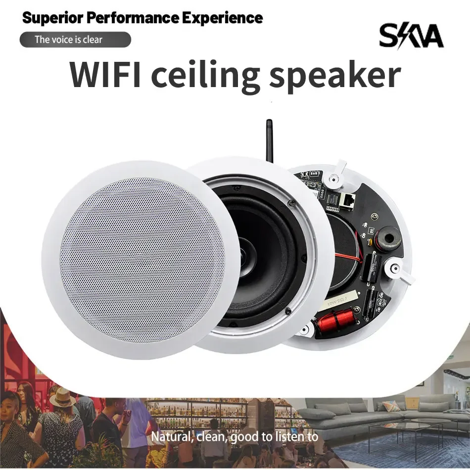 WIFI Ceiling Speaker 6inch 30W Home Theater Sound System Flush Mount Coaxial In-Ceiling Wall Loudspeaker for Indoor Shop Store