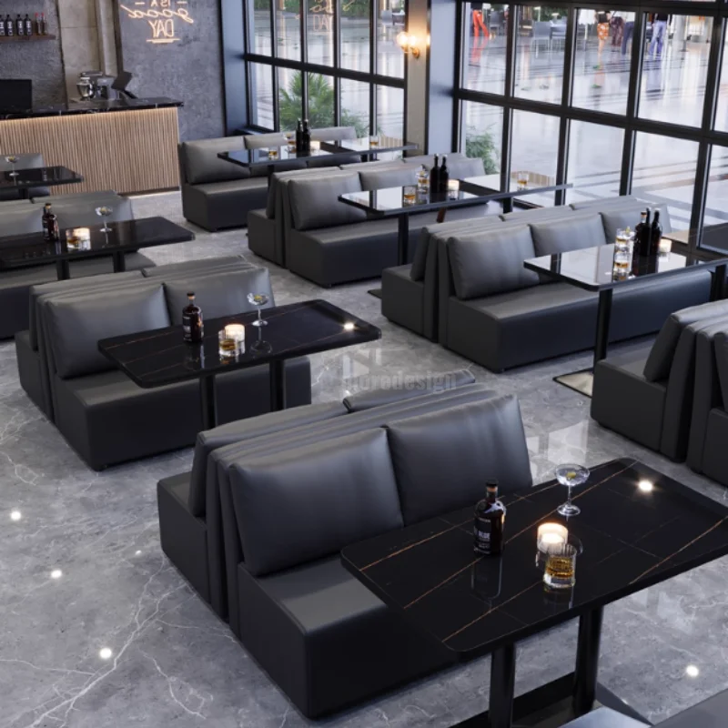 Commercial Modern Chain Customized Bar KTV Cafe Restaurant Casual Negotiation Leather Easy Cleaning 2-person Sofa Box