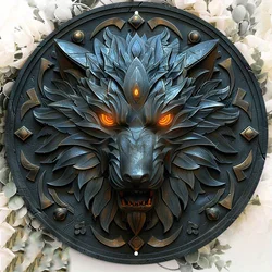 Wolf Design Aluminum Metal Wall Sign Decor, Weather Resistant, HD Printing, Ideal for Door, Home Decoration, 8x8 Inch, 1Pc