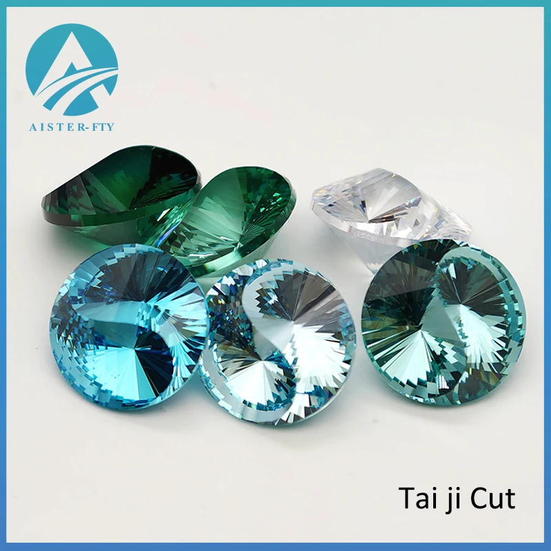 

New Cubic Zirconia AAAAA White/Paraiba Green/Paraiba Bue/Aquamarine Colors Round Tai ji Cut Loose Gemstones for Jewerly Making