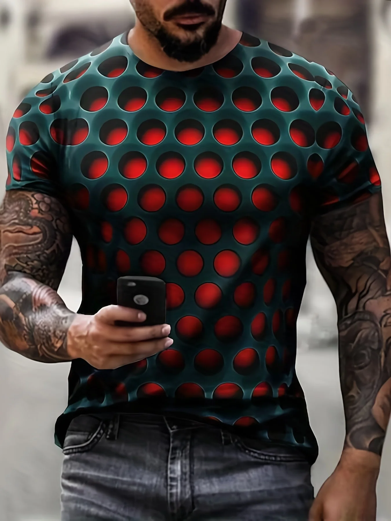 Summer Men T Shirts Optical Illusion 3D Print Graphic Round Neck Tee Shirt Casual Short Sleeve Tops Streetwear Fashion Clothing