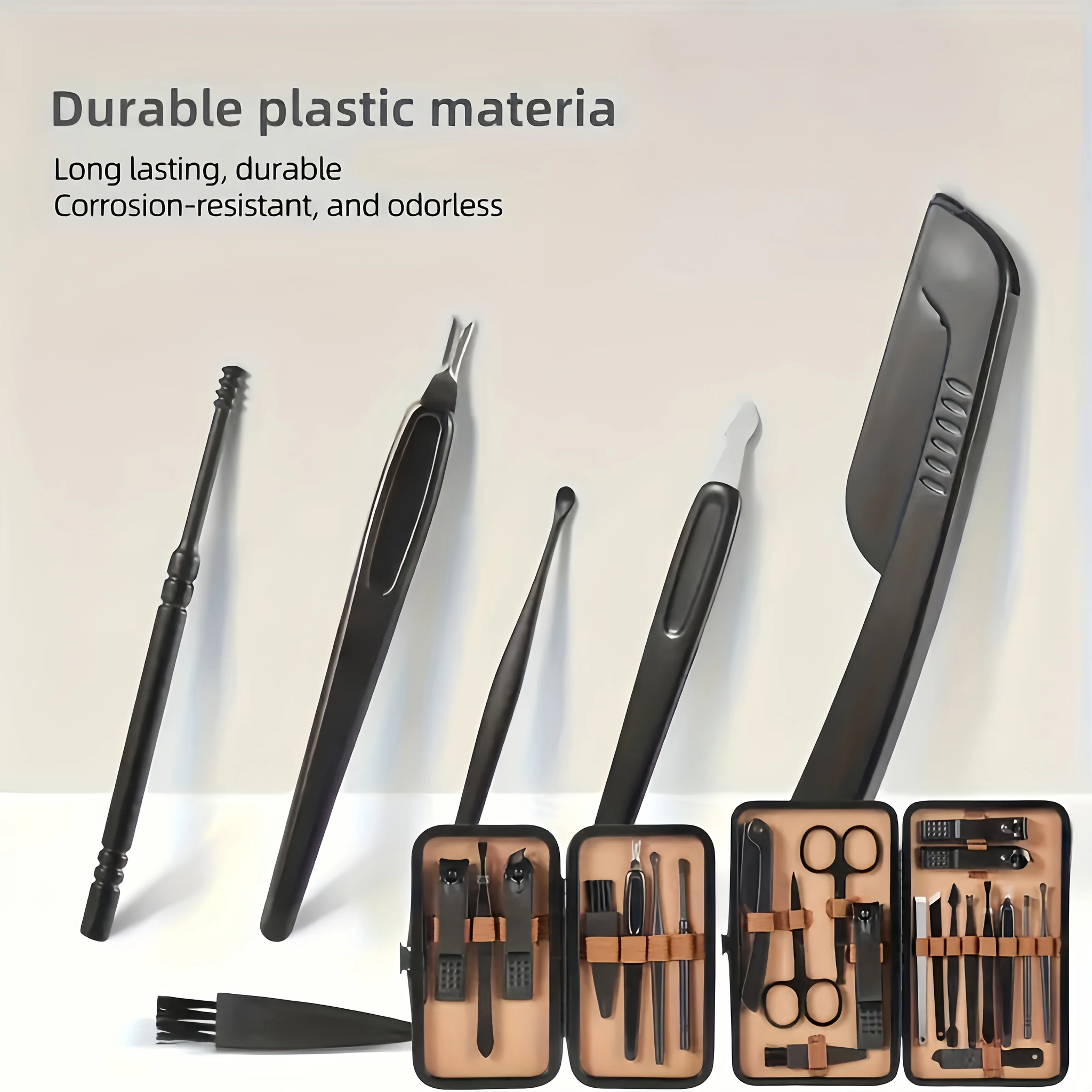 

Brown nail care set-stainless steel manicure and pedicure tools exquisite storage boxes, suitable for comprehensive hand