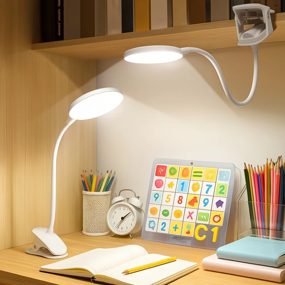 

Flexible LED Desk Lamp with 3-Level Dimmer, USB Powered Reading Desk Light Eye-Caring White Light for Home Office Reading Study