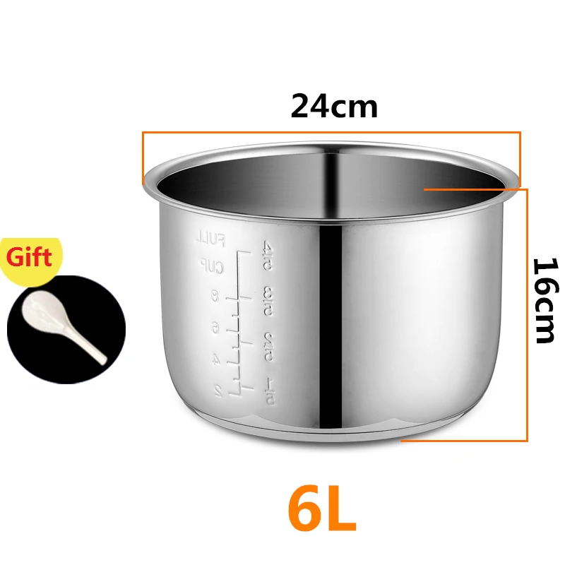 6L Electric pressure cooker liner inner bowls multicooker bowl stainless steel tank for cooking soup porridge