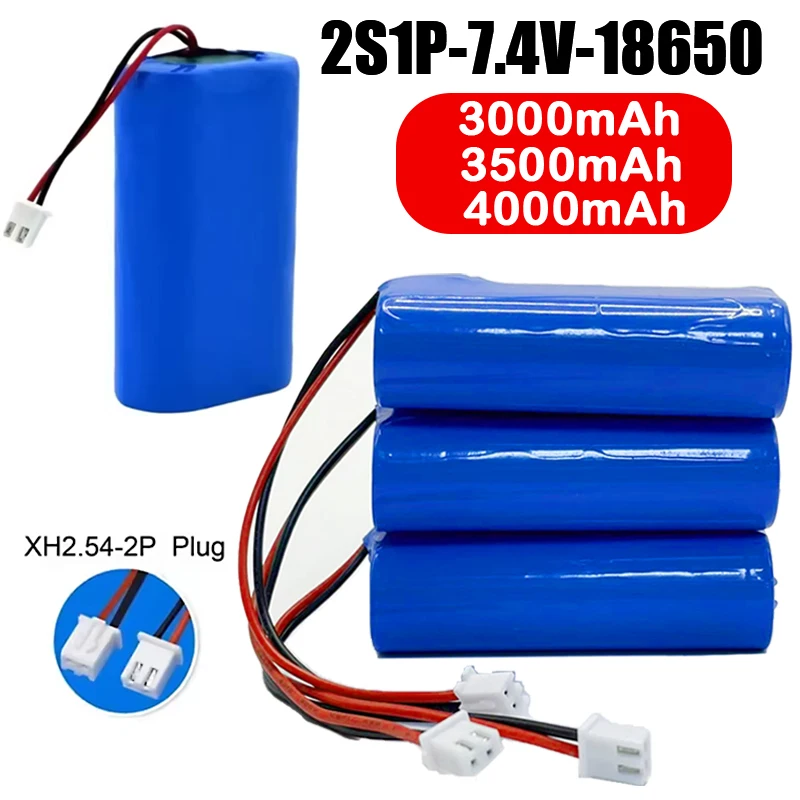

7.4V 18650 Battery Pack 2S1P Lithium-Ion Batteries with BMS 1500mah 3000mah 3500mah 4000mah Rechargeable Battery XH2.54 Plug