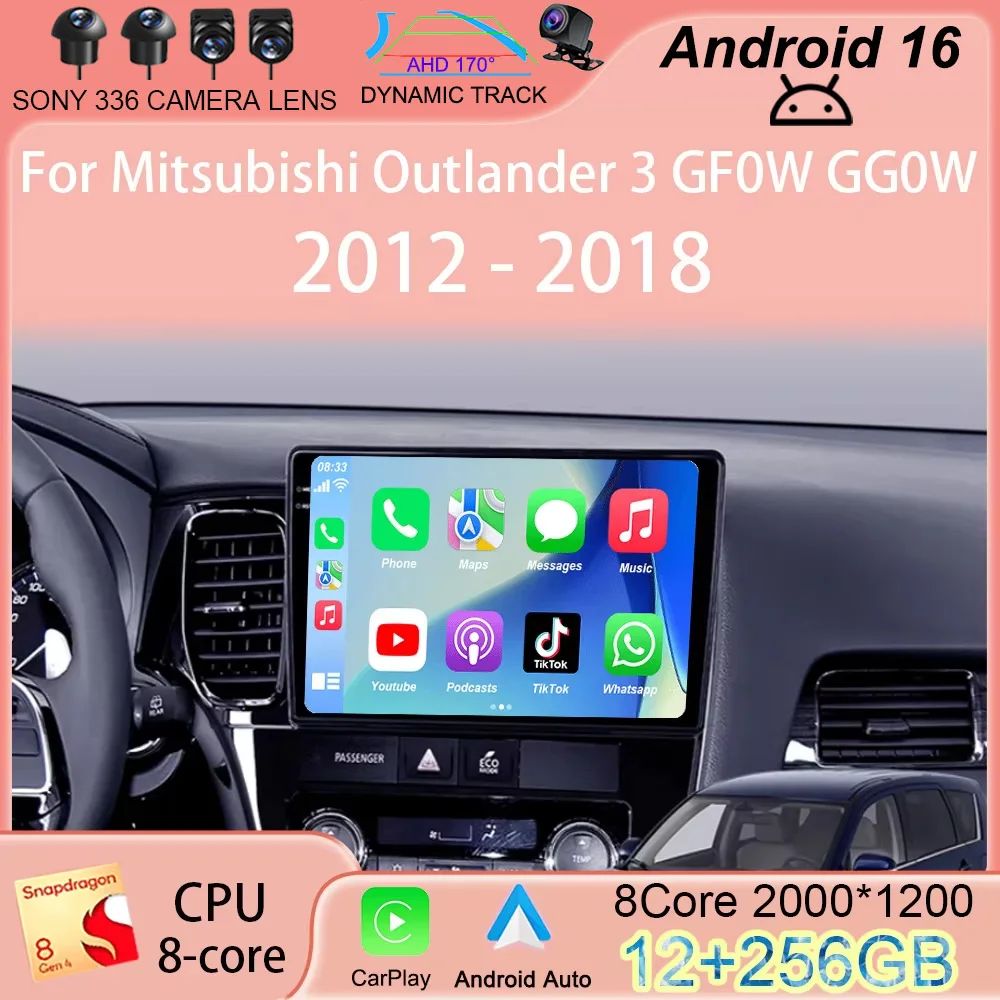 

Android 16 video Player Carplay Auto Car Radio For Mitsubishi Outlander 3 GF0W GG0W 2012-2018 Multimedia Stereo 2din Head Unit