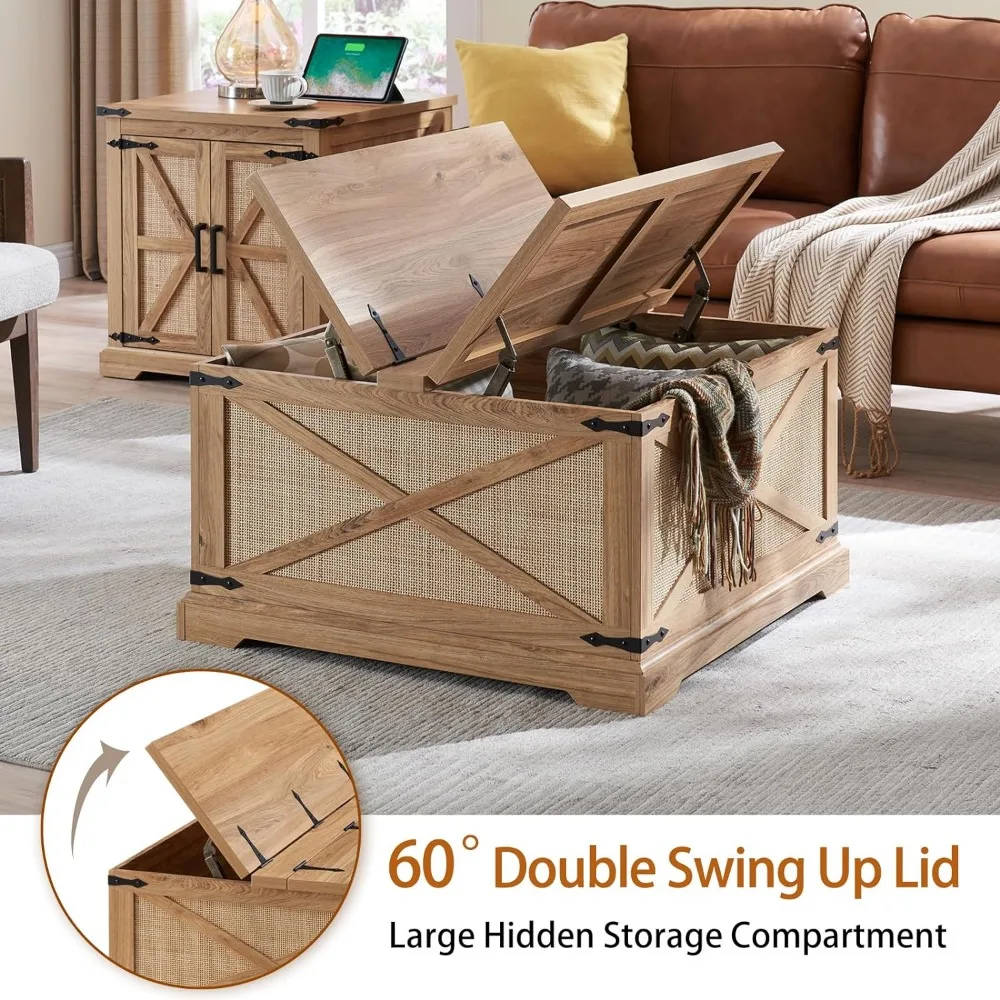 Rustic With Large Hidden Storage Compartment for Living Room Furniture Bedroom Design Coffee Table Modern Coffe Table Set Tables