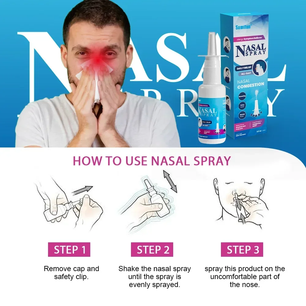 코세척 Sinus Spray Nasal Spray Decongestant 30ml Moisturizing Nasal Spray Pure Sea Water for Dry Nose Stuffy Nose Relief Nasal