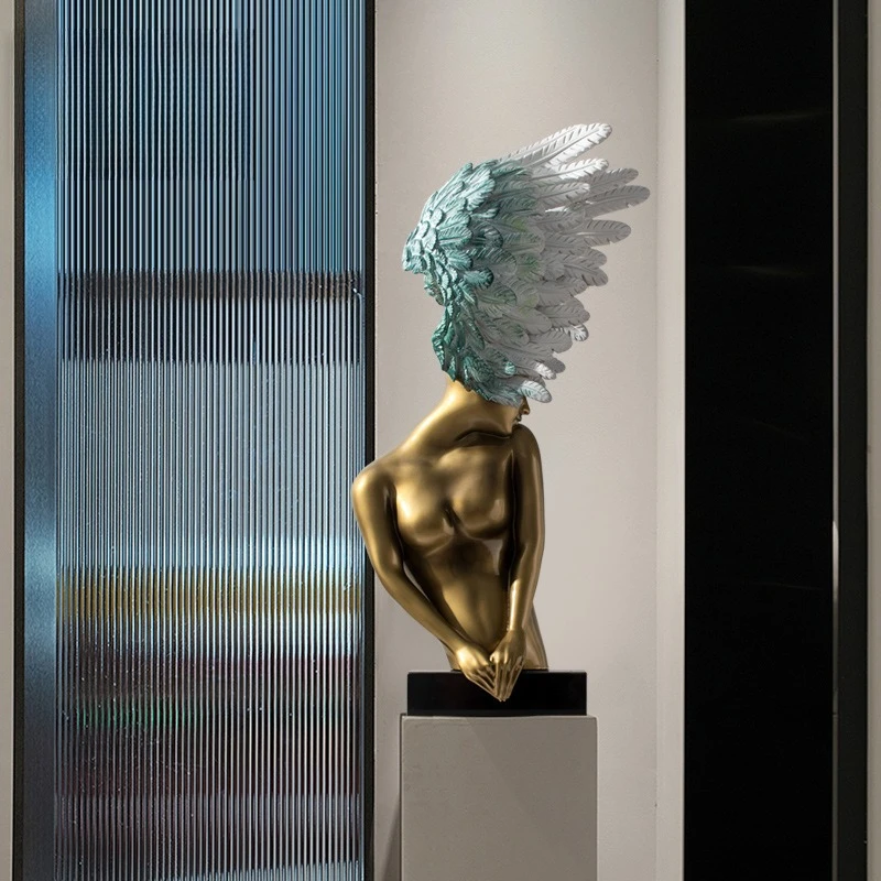 Creative light luxury art figure sculpture ornament angel designer model room hotel lobby