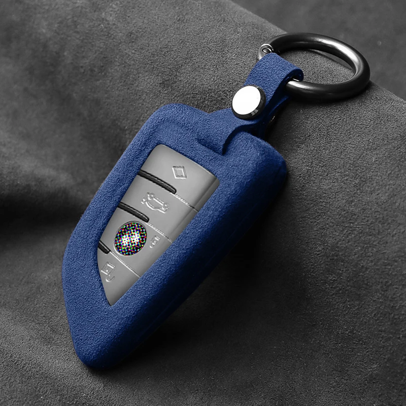 

Alcantara Car Key Case Cover For BMW X1 X3 X5 X6 Series 1 2 3 5 7 F15 F16 F20 F22 F30 F32 G30 Keychain Accessories