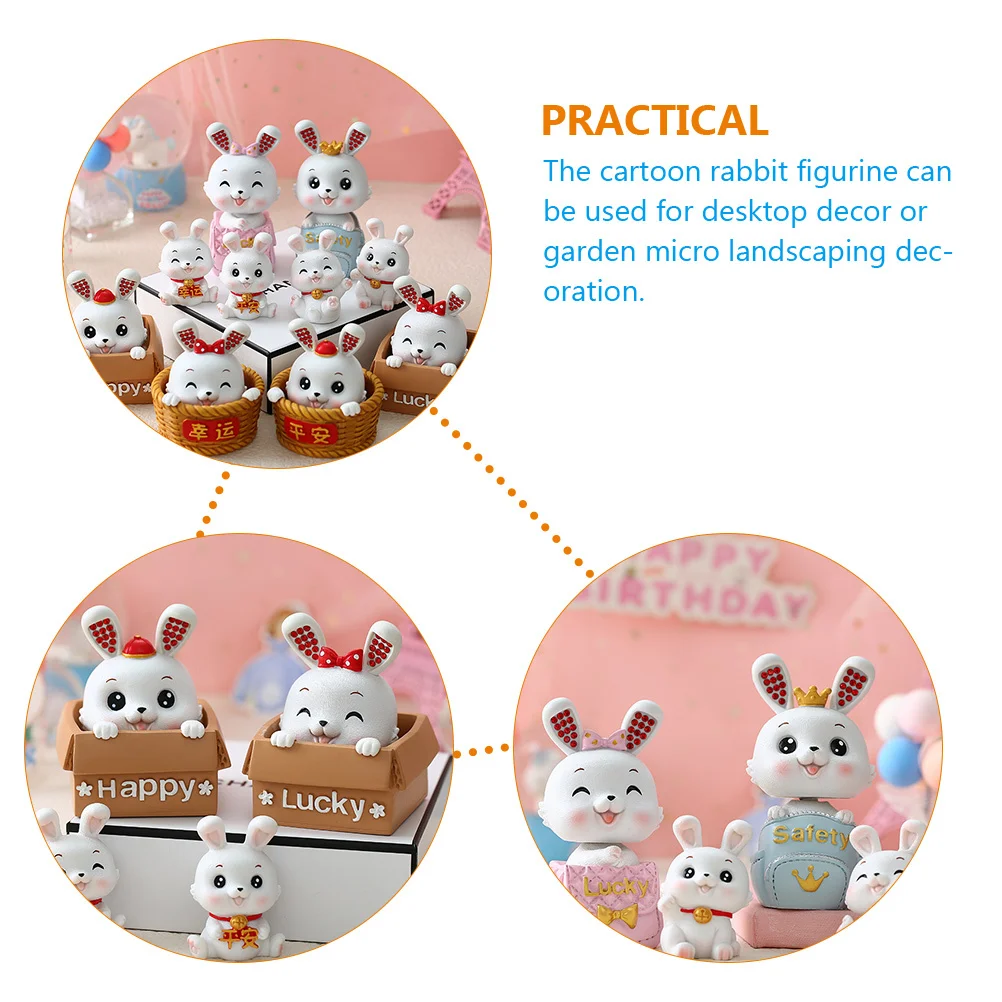 

4Pcs Cartoon Resin Bunny Zodiac Decoration Desktop Micro Landscape Miniature Rabbit Adornment Resin Craft Rabbit Bunny Figurines