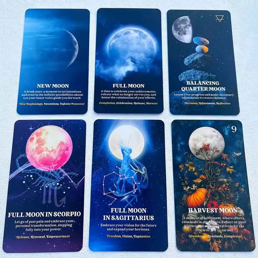 Moonlit Legends Oracle Cards Moon Messages Card Games 57-Cards 12x7cm