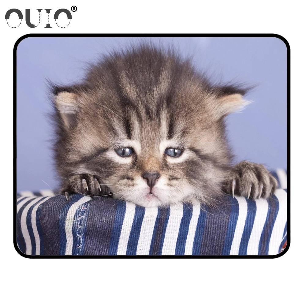 OUIO Small Size Rubbe Mouse Pad Cute Cat Animal Mouse Mat Gaming Player Gamer Desktop Pad Computer Laptop Mousepad Games 25X29CM