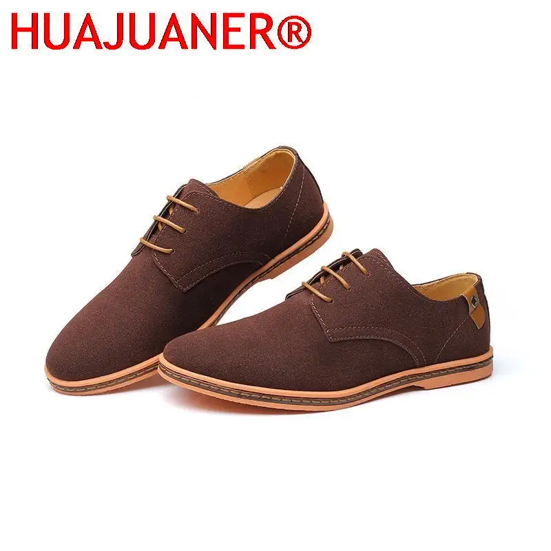 2023 Spring Suede Leather Men Shoes Oxford Casual Shoes Classic Sneakers Comfortable Footwear Dress Shoes Large Size Flats