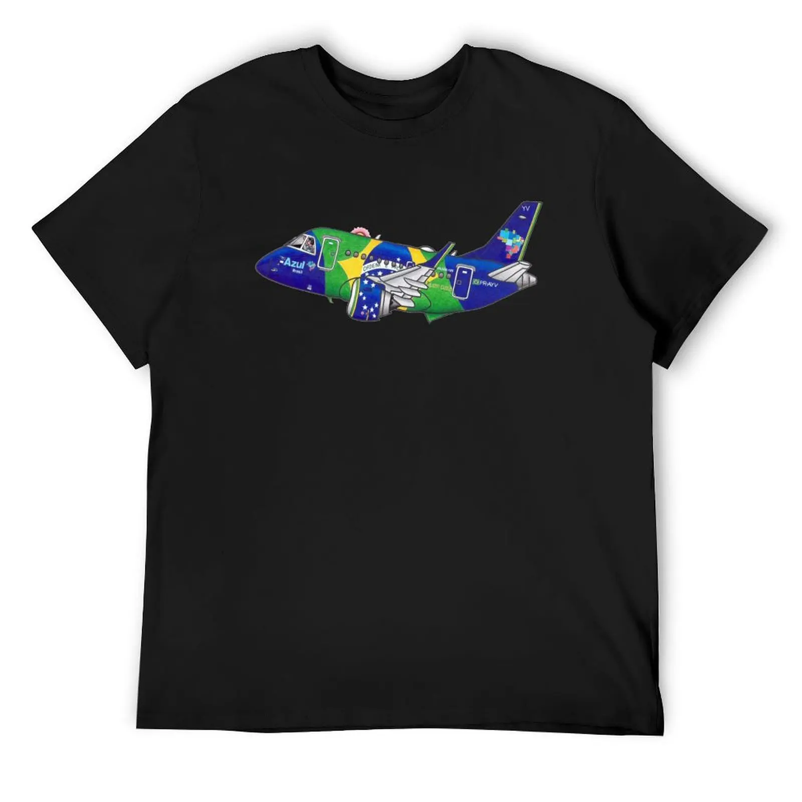 Embraer 195AR PR-AYV Azul (Brazilian Flag Livery) T-Shirt Aesthetic clothing heavyweights t shirt men 100℅ cotton